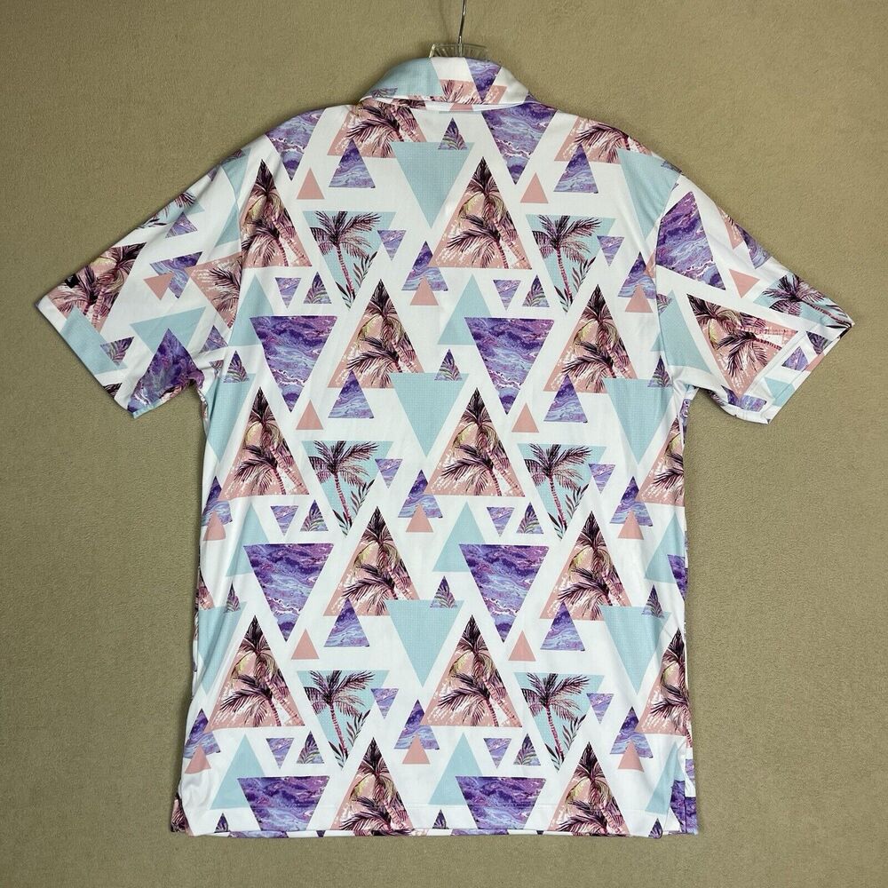 Bad Birdie Polo Shirt Mens Medium Multicolor Golf Preppy Performance Geometric - Picture 9 of 10